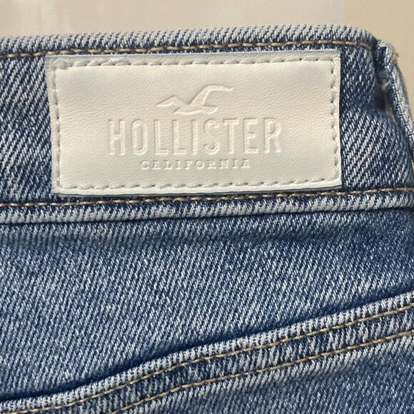 Hollister Womens 24” Waist Jeans Ultra High Rise Straight Leg Distressed Blue - Picture 4 of 12